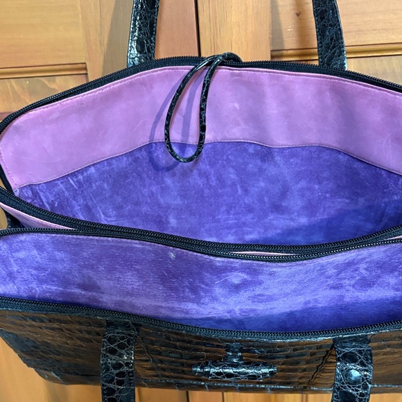 Nancy Gonzalez Glossy Black Crocodile Satchel - Picture 2 of 11